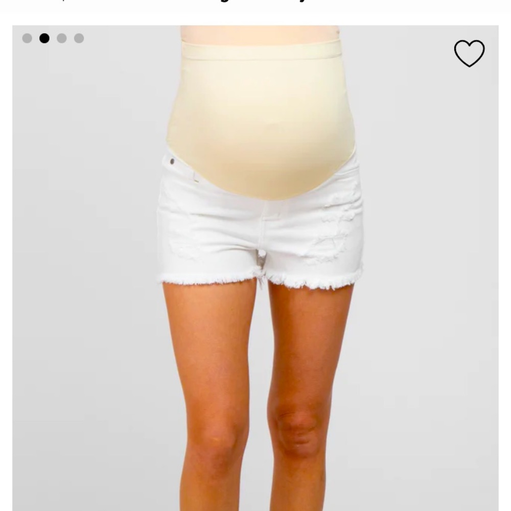 White denim maternity shorts